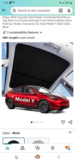 Wigoo Upgrade Tesla Model Y Sunshade Roof