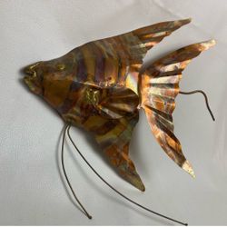 Copper Wall Art Angel Fish 9.5” Long Home Decoration Vintage 