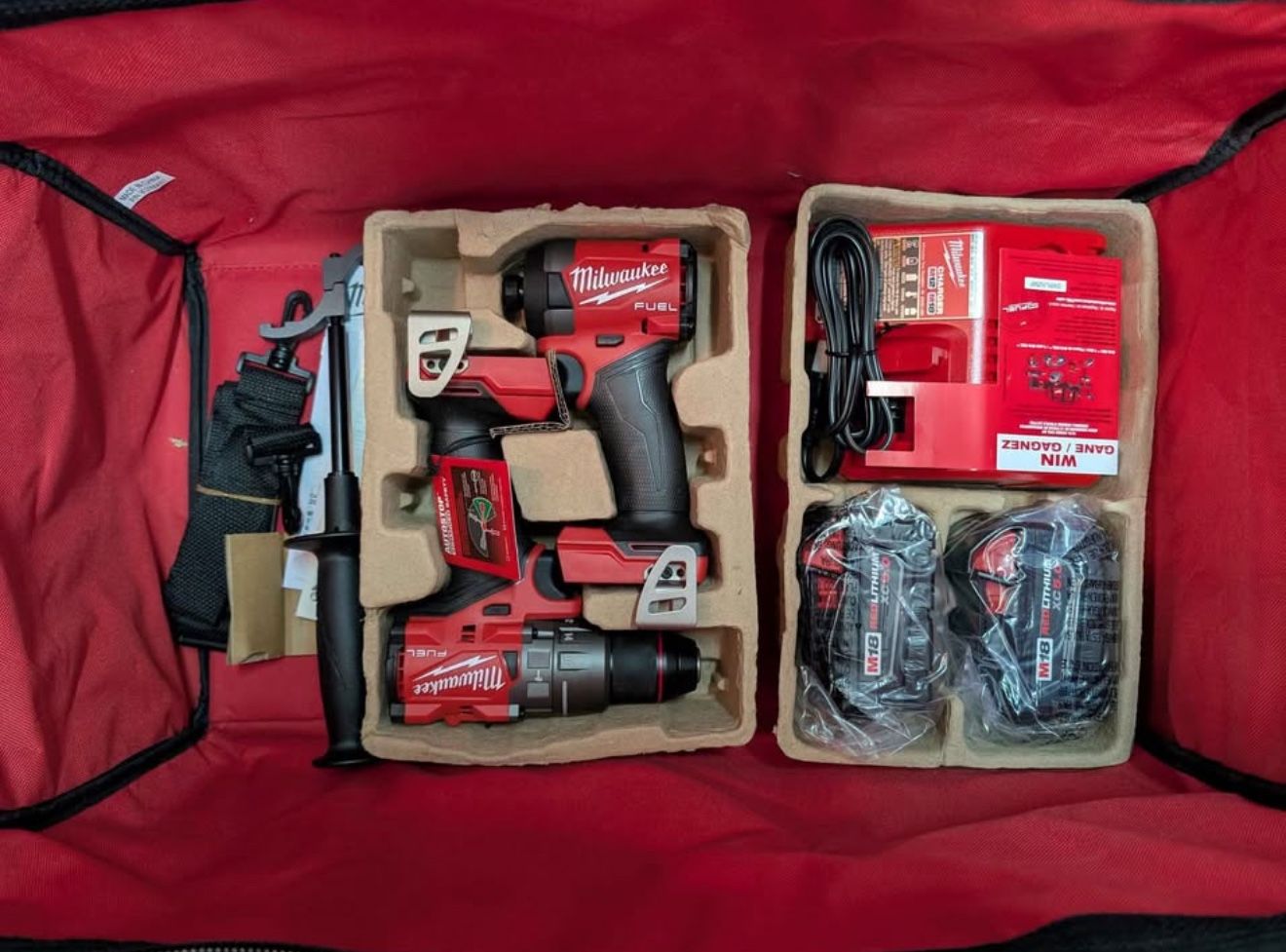 Milwaukee Fuel Impact Drill Combo + Batteries + Charger + Carrying Case