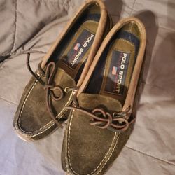 Gently Used Brown Polo Sport Moccasin Flats For Women -size  7 1/2