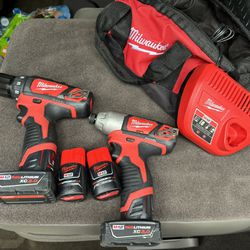 M12 Impact Driver And Drill Combo Battery And Charger, Power Tools New