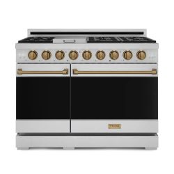 Gordon Ramsay Series - 48 Inch Professional Gas Range with Pro-Style Knobs in Stainless Steel/Bronze 