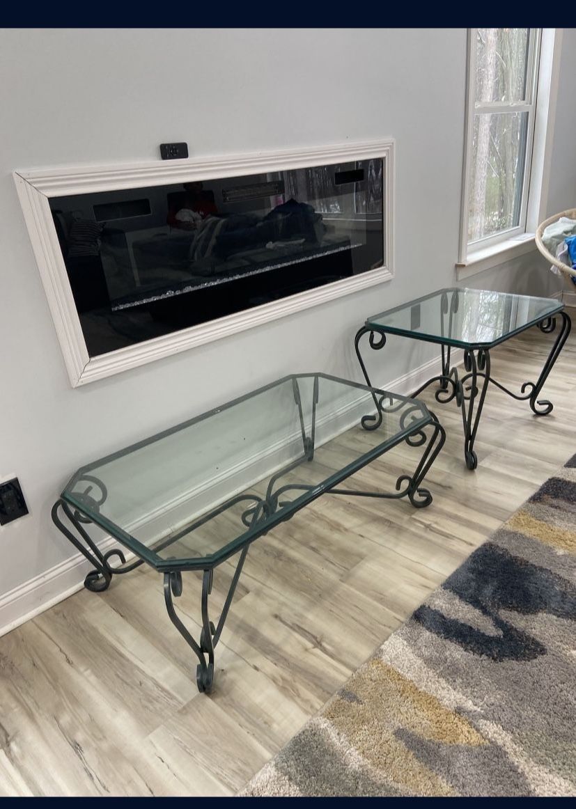 Wrought Iron Center Pc Table With 1 End Table, Nice Set