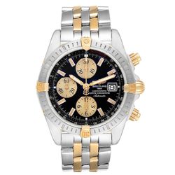 Men's Breitling 44mm 18K Yellow Gold / Stainless Steel Watch with Black Chronograph Dial. (Pre-Owned B13356)