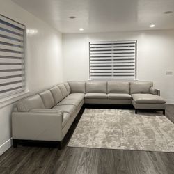 Modular grey leather couches