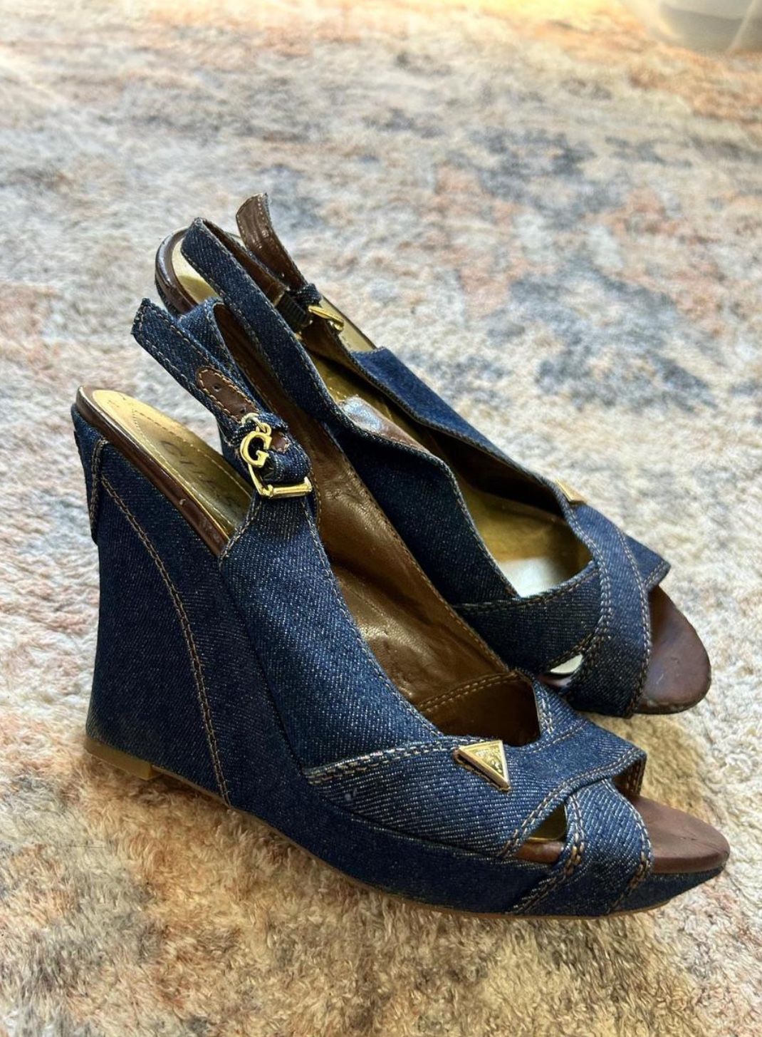 Y2K Guess Denim Wedge Sandals