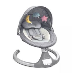 NEW IN BOX Nova Baby Swing for Infants - Motorized Portable Swing, Bluetooth Music Speaker with 10 Preset Lullabies, Remote Control, Gray