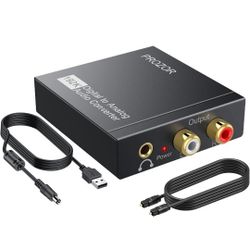 PROZOR 192KHz Digital to Analog Audio Converter DAC Digital SPDIF Optical to Analog L/R RCA Converter, Toslink Optical to 3.5mm Jack Adapter 