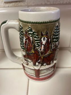 Budweiser Clydesdale Holiday Collectible Beer Stein