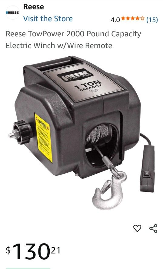 Reese 1 Ton Portable Winch. New