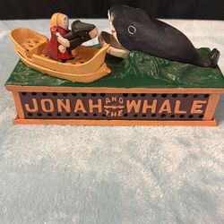 Jonah and the Whale Cast Iron Bank Vintage Reproduction
