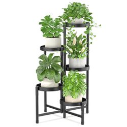 5 Tier Metal Rust Resistant Foldable Plant Flower Pot Stand Holder Size 31" Tall New Condition