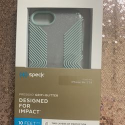 Speck Apple iPhone 8/7/6s/6 Presidio Grip Case -Whitestone Gray (with Blue Glitt