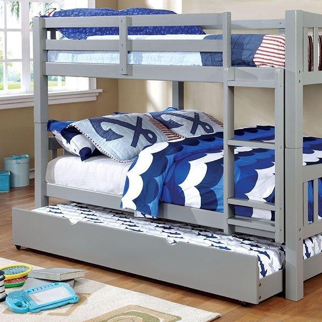 Brand New Grey Full Over Full Bunk Bed (Trundle Sold Separately)