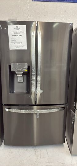 Scratch & Dent Only 3-Door French Door Refrigerator in black stainless steel was$3199