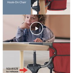 Chicco Caddy Hook-On Chair, Portable High Chair for Babies and Toddlers, for Children up to 37 lbs., Lightweight, Compact Fold | Red