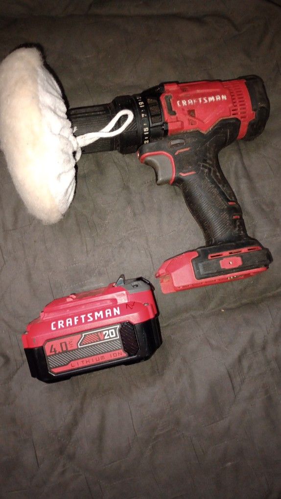 Craftsman V20 Drill And 4.0 Battery And Polisher Attachment