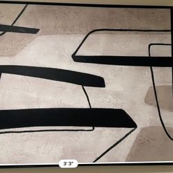 Large Abstract Wall Art – Framed Modern Canvas (3’3” x 2’9”) Art