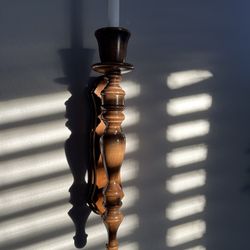 Two vintage wooden wall candle sconce. 