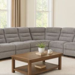 Dutton Grey Fabric 6 Piece Power Reclining Modular Sectional