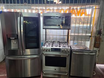 Stainless steel appliances with a gas stove