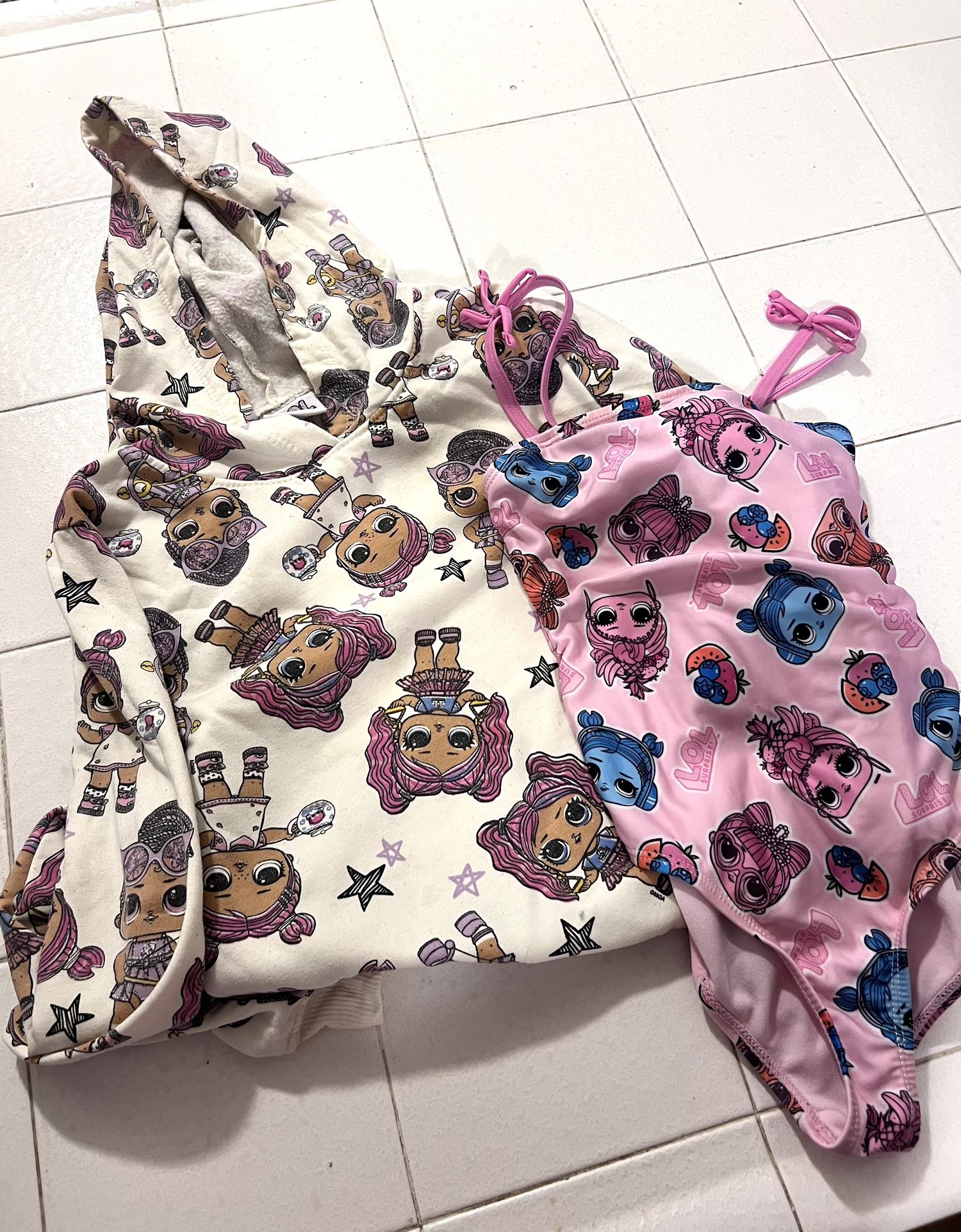 Girls LOL Hooded Sweater And Swimsuit. 4-6