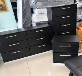 DRESSER, CHEST AND ONE NIGHTSTAND