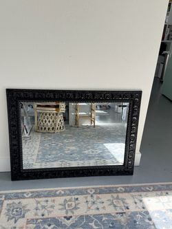 Large Ornate Black Framed Wall Mirror – 44” x 32”