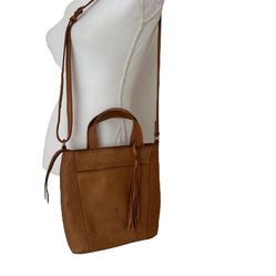 New $228 Margot New York Leather Cognac TanTote Bag. 