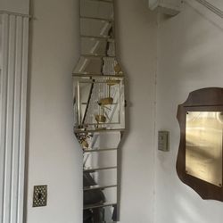 Large Mirror shaped like a Watch, with Clock