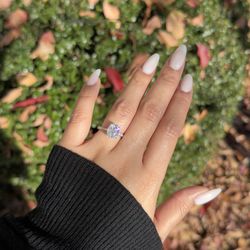 3ct oval cut moissanite VVS1 color D promise ring 5,6 and 7