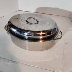 Large COOKTIME Stainless Steel Turkey Roasting Pan Roaster w/2 Vent Holes Great