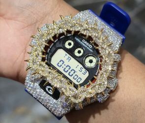 Iced Out G-Shock Watch Authentic VVS Moissanite Barbed Wire Two Tone