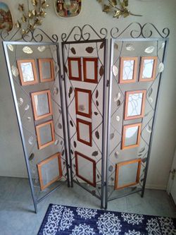 Decorative Gray Metal Room Divider, Picture Frame