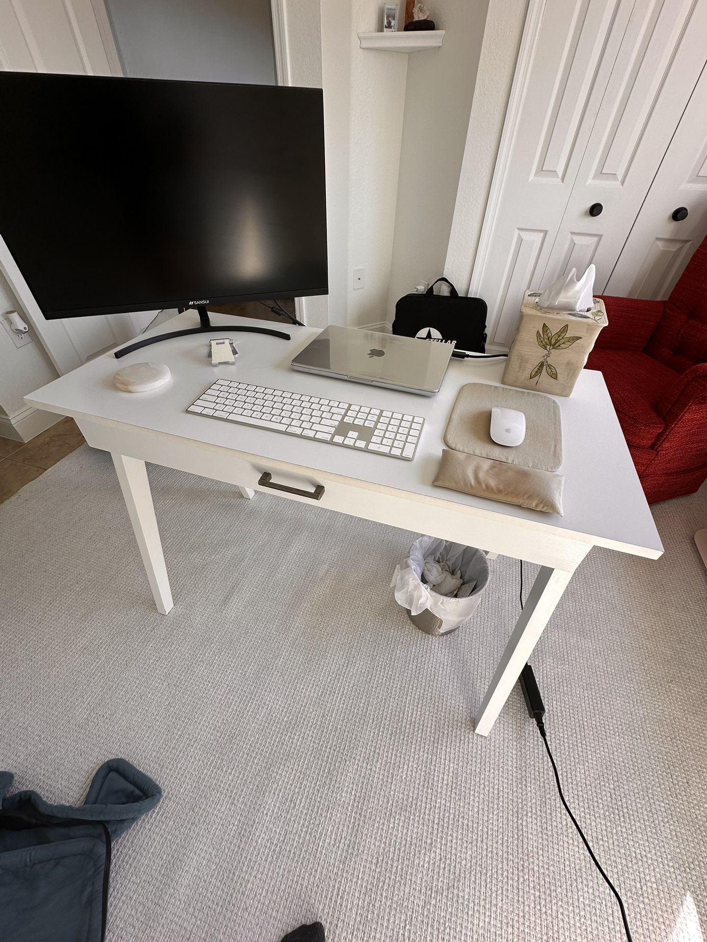 white office desk