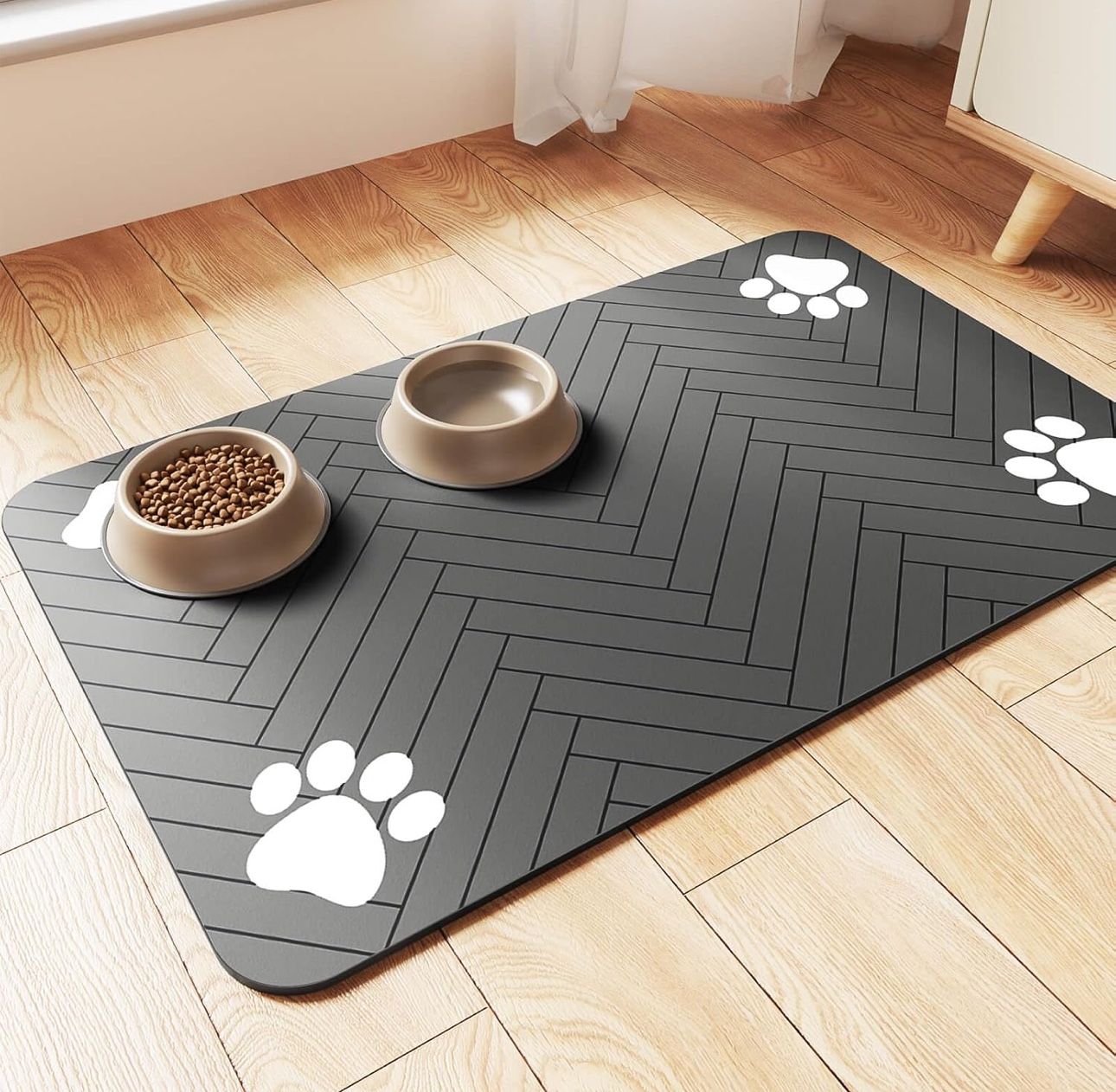Small dog food/water mat water absorbent