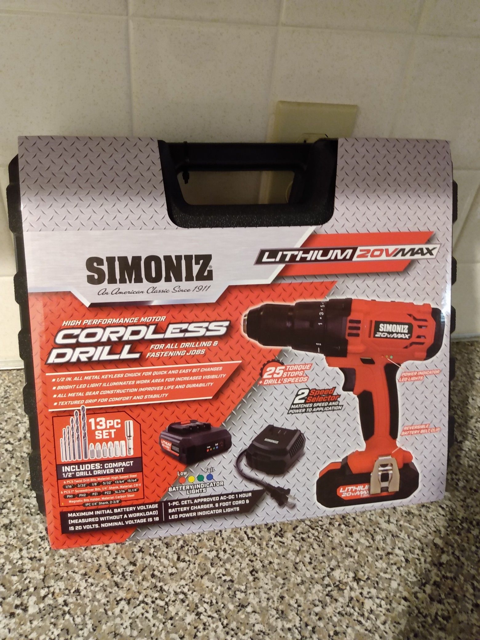 SIMONIZ Lithium 20V Max Cordless Drill (BRAND NEW)