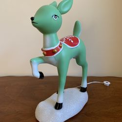 Mint Green Sparkly Lit Deer Blow Mold - new - takes 3 AAA batteries 12.5” tall x 7” long Works Fine 