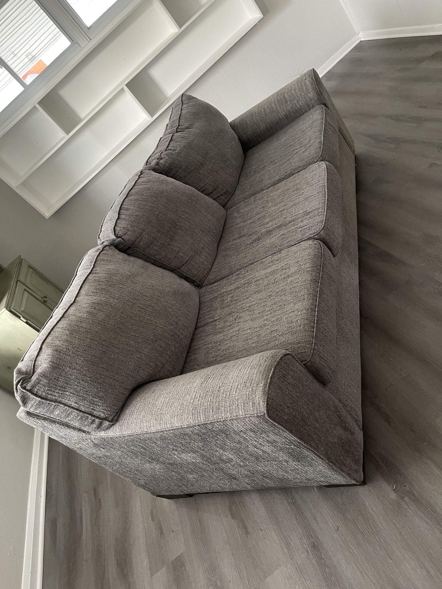 Long Grey Cloth Couch