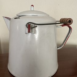 Very Large Tea/ Water Kettle-white Enamelware 