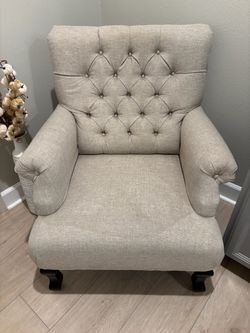 Upholstered Beige Accent Chair