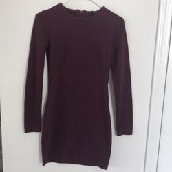 Zara fitted dress in dark wine red