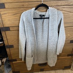 Gray Cardigan With Pockets, Size Small