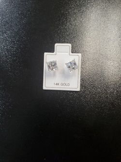 14K White Gold Stud Earring Screw Back
