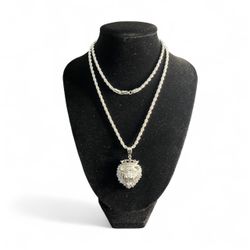 SS925 Iced Out Lions Moissanite Pendant Necklace