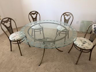 Mickey Mouse Glass Dining Table with 4 Chairs
