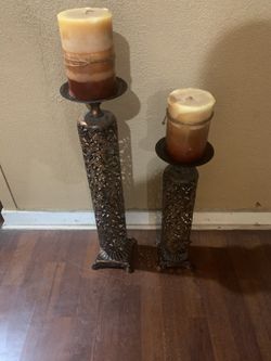 Large metal candle holders:24x6 &18x6 candles included