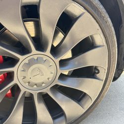 2022 Tesla Model Y 21 inch Front Rim and Tire (hairline crack, slow leak) 21x9.5