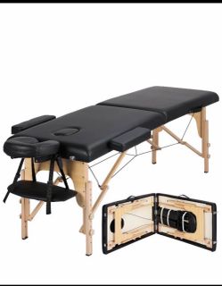 84x24in Portable Massage Table Folding Adjustable Lash Bed, Black Beechwood legs, foam padding give sturdy, comfy support; height adjusts, folds into 