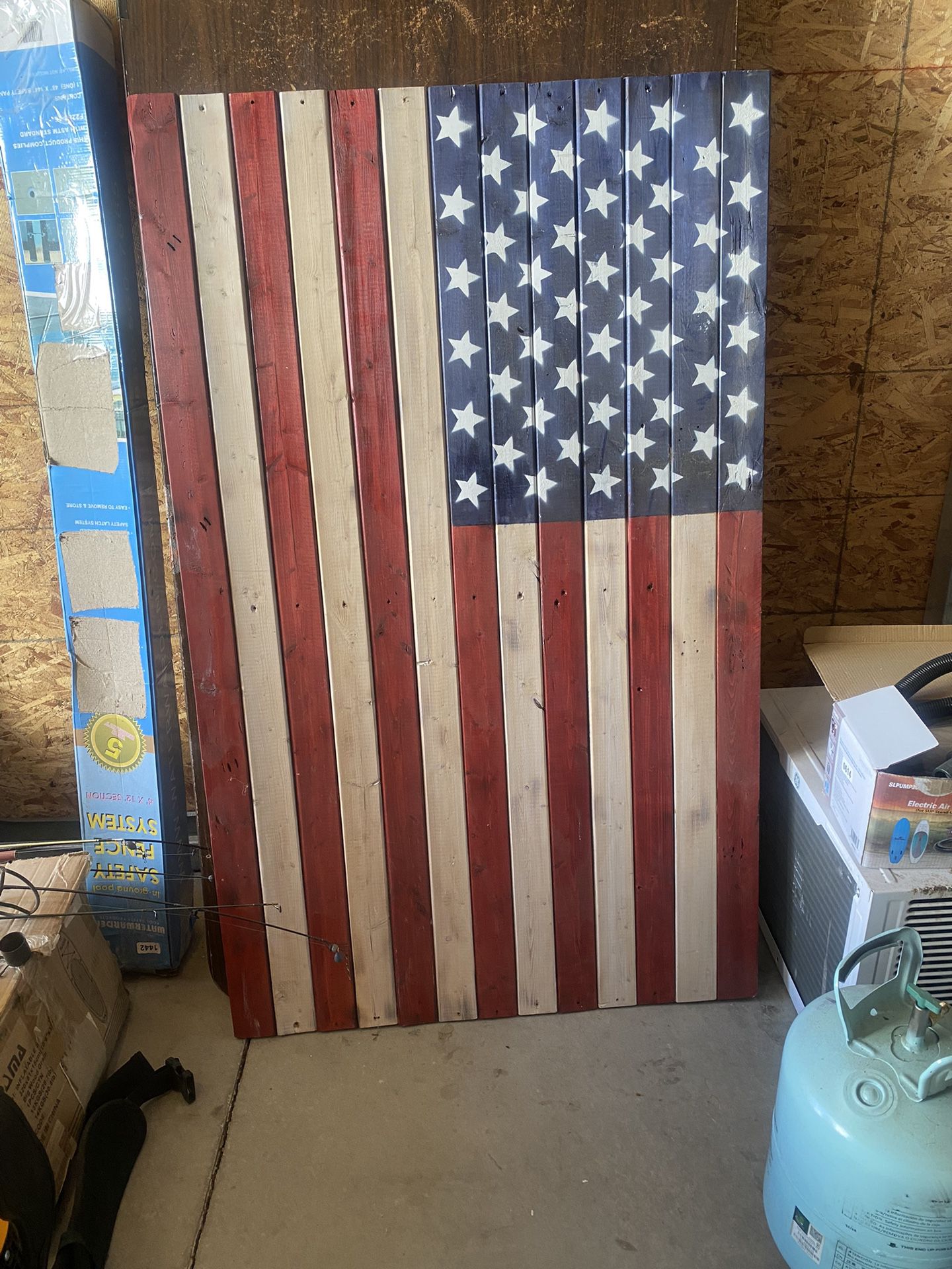 Wood Flag Hand Made 4 Foot Long By 31 Inches Tall